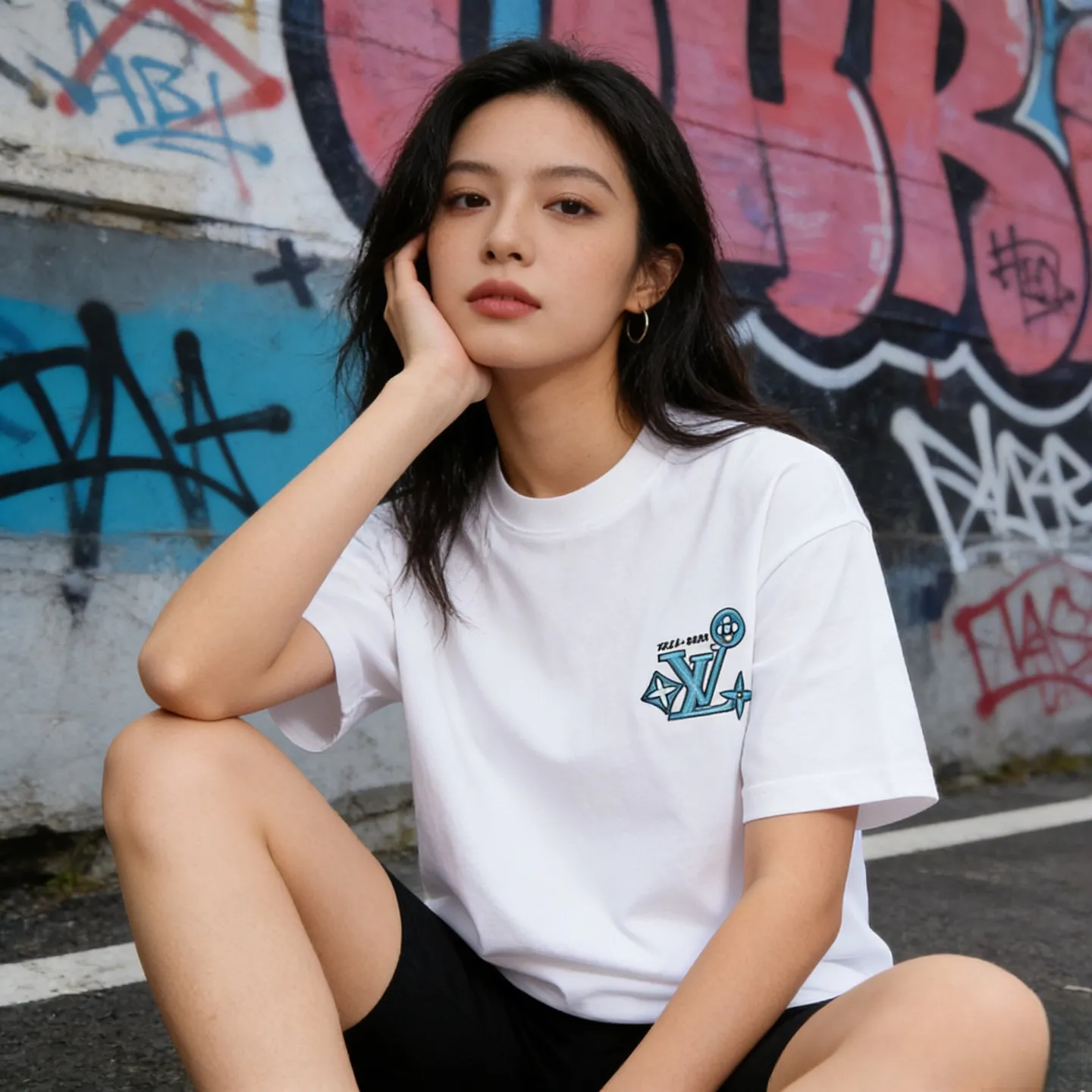 Louis Vuitton/Louis Vuitton 26ss short sleeves with front and rear letter logo embroidery